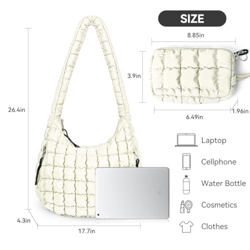 Image of Puffer Tote Bag for Women Large Quilted Crossbody Bag Hobo Crossbody Lightweight Padding Puff Purse Tote Bag for Women