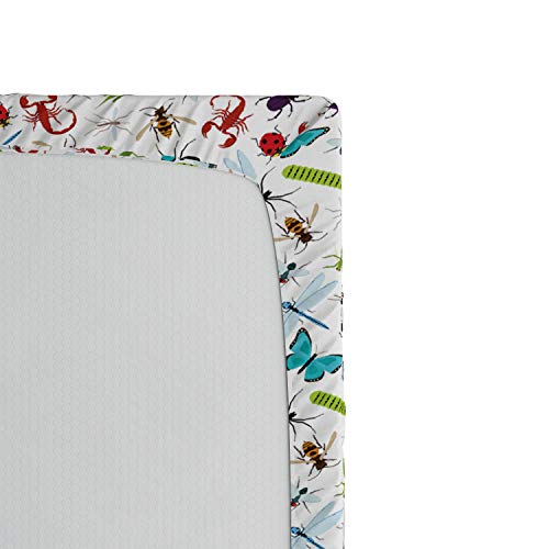 Ambesonne BS_68727_TWIN Animals Fitted Sheet, Colorful Butterfly Caterpillar Scorpion And Spiders Cartoon Print Pattern Art, Bed Cover thumb #3