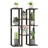 Chuuya Plant Stand,Bamboo Plant Shelf Indoor Outdoor, Build Your Mini Garden(8 Potted,Mocha)