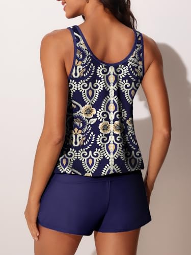 Image of Summer Mae Blouson Women's Tankini Swimsuits Tummy Control Modest 2026 Two Piece with Sporty Pockets Bathing Suits