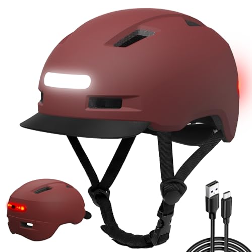 KINGLEAD Fahrradhelm, 5 Lichtmodi USB-aufladbar fahrradhelm mit...