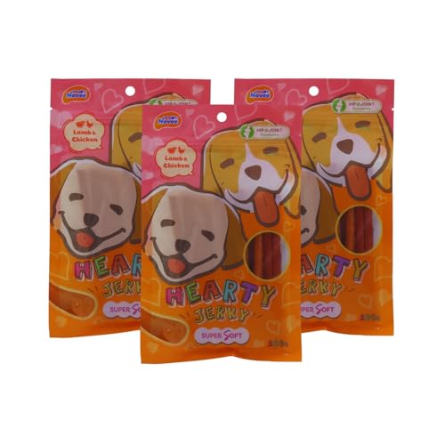 Image of Novee Hearty Jerky - Lamb & Chicken Flavour Assorted, Nutritional Premium Dog Snacks (100g) (Pack of 3)