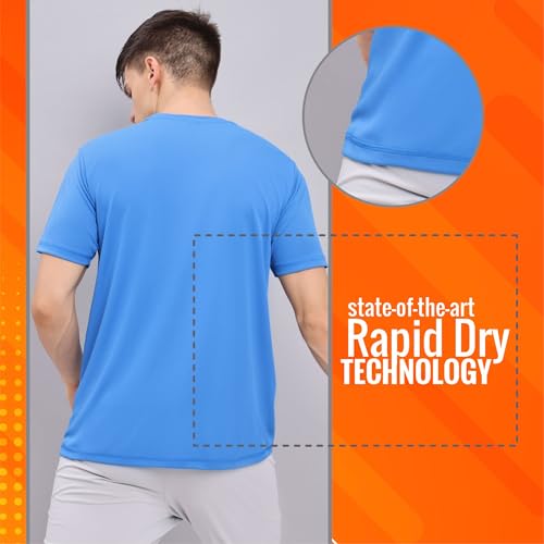 Image of TECHNOSPORT Men's Slim Fit Polyester Activewear Sports T-Shirt with Moisture-Wicking Comfort for Workout, Running & Gym