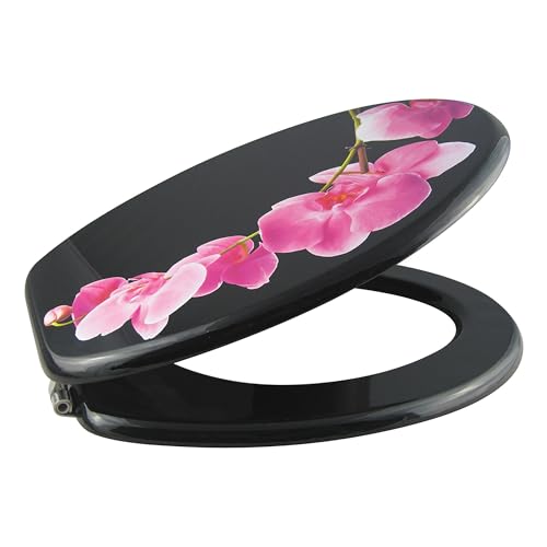 MSV Abattant WC MDF LANYU Noir - Charnières INOX