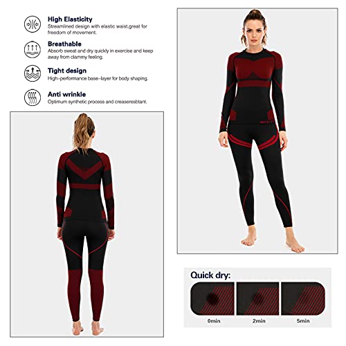 MEETYOO Women’s Thermal Underwear Set, Base Layers for Ladies, Fleece Lined Long Johns Sport Quick Dry Top Leggings Set for Running Skiing Cycling Workout - Image 3