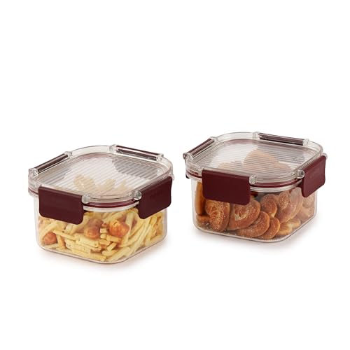 Image of CELLO Stacklock Square Pet Storage Jar for Kitchen Set of 2 Pieces, 450 ml Brown | Freezer & Fridge Safe, Airtight Stackable Pet Kitchen Storage Box Jar Container Set for Beans, Whole Grains, Spices