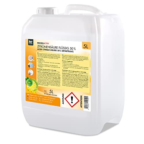 Höfer Chemie 1 x 5 Liter Zitronensäure 50% flüssig - im handlichen 5L Kanister - TECHN. QUALITÄT