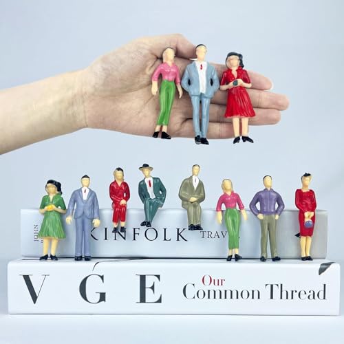 VICDUEKG 14 Stück Miniatur Figuren Verschieden Posen Bemalte Modell Figuren für Modellbau Maßstab 1:25 Stehende und Sitzende Menschenfiguren Miniaturleute Architekturmodell Kleine Modell Menschen