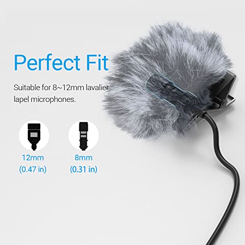 Cubilux Furry Windscreen & Foam Cover Set For Lavalier Lapel Microphone, Wind Muff & Dead Cat Set For Mini Clip-On Lav Mic, 5-Pack Of Each #TOP5