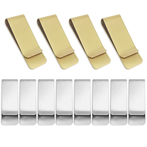 XTUDOU 12 Stück Geldscheinklammer, Tragbare Metall Geldklammer Golden und Silber Money Clip für Geldscheine, Visitenkarte, Rechnungen, Dokumente, Bargeld, 52 x 20 x 0.8 mm Cover
