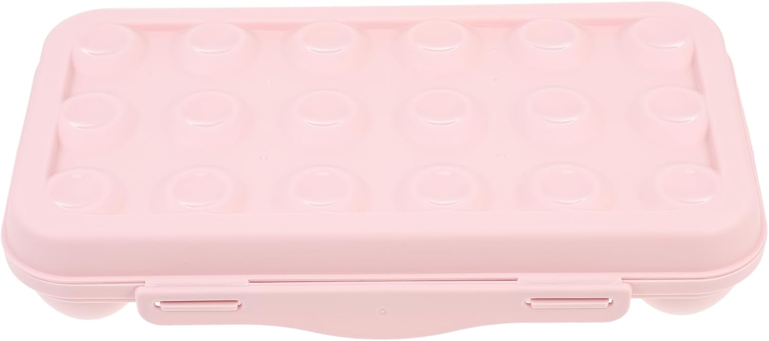 Hemoton Plastic Egg Container with Lid Refrigerator Egg Holder for 36 Eggs Practical Storage Box with Grid Design for Home Organization Pink Color