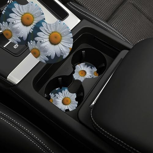 Portavasos para Auto 2 Piezas Flores Daisy Antideslizante