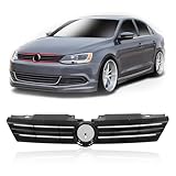 CarPartsDepot, Front Grille Plastic Matte Black Frame Sedan, 400-452188 VW1200151 5C6853651QWA
