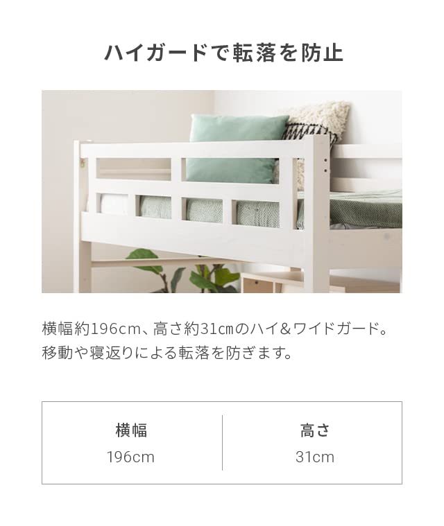 Amazon｜モダンデコ ロフトベッド 宮付き 【保証3ヶ月間】 すのこ 