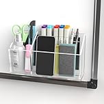 NiOffice Clear Acrylic Magnetic Dry Erase Marker Holder for Whiteboard Fridge Locker 8.4"x4.8"x2.4" Large Self Adhesive Wall Pen Holder for Home School Office,3-Grid Magnetic Pencil Organizer Holder