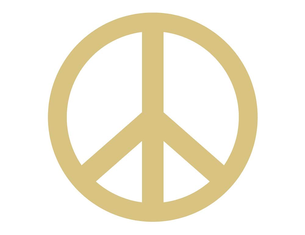 Peace Sign Cutout Unfinished Wood Hippie 60's Door Hanger MDF Shaped Canvas Style 1