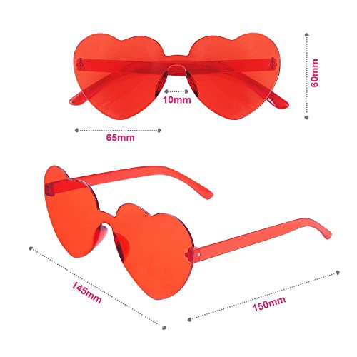 8 Pairs Rimless Sunglasses, Heart Shaped Transparent Candy Color Eyewear, Frameless Glasses Cosplay Party Favor Festival Christmas Birthday Outfits For Women, Man, Boys, Girls (L2Us-2993464) #TOP1