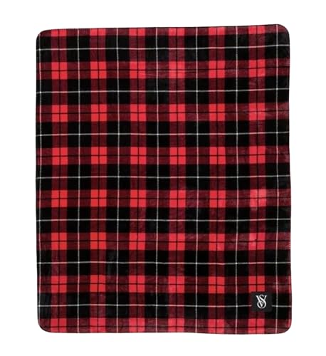Victoria's Secret Tote/Cozy Plush Blanket Color Plaid Red New4