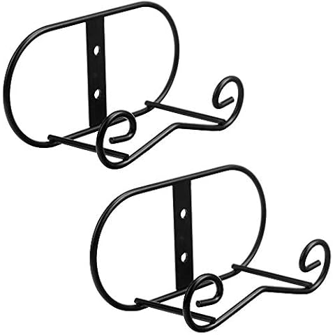 LIONWEI LIONWELI (2 pieces) Black Metal wall Mount Display Easel Horizontal Plate Rack Plate Hanger Vertical Plate Stand Holders Picture frame Stand for Wall-Medium Cover