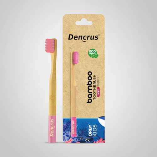 Image of Orby Kids Bamboo Toothbrush for Kids (Pack of 1) | Natural & Eco Friendly Oral Care | Soft Bristles Toothbrush for Toddler & Kid Dental Care | Organic Bamboo Handle - Pink