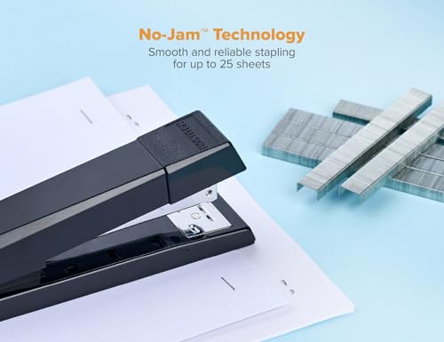 Image of Bostitch Office No-Jam Premium Desktop Stapler, Full-Strip, Black, 1,250 Staples Included, 3-Pack
