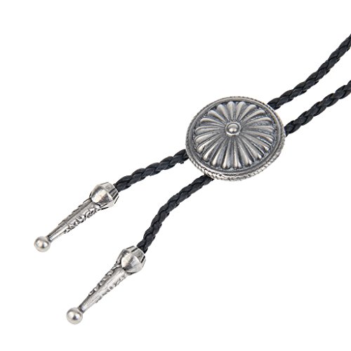 Bonarty Bolo Tie Bolo Tipos Slide Cordão de Couro Colar Dance Rodeo Cool Prata