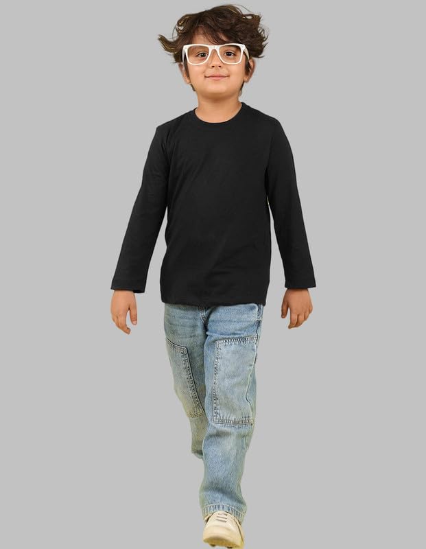 Image of Nusyl Boys Solid Cotton Blend Tshirts - Soft & Comfortable Full-Sleeves T-Shirts | Casual Wear for Kids & Teen Boys | Full Sleeves T-Shirts |- NUBCTSF001-PO2-1