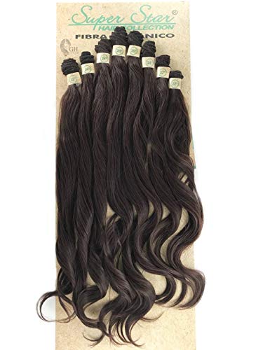 Cabelo Organico Liso Ondulado 70 cm 260 gramas 8 telas Identico ao Humano Castanho Claro