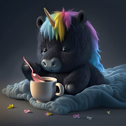 EOBROMD Diamond Painting Kit Completo Unicornio, Pintura de Diama...