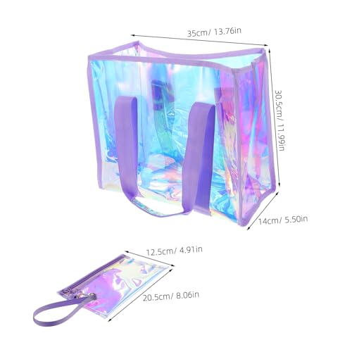 1 Set Large Capacity Beach Tote Bag for Women PVC Design with Hanging Pouch Set for Beach Gear and Personal Items and Water Resistant for Travel and Vacation2