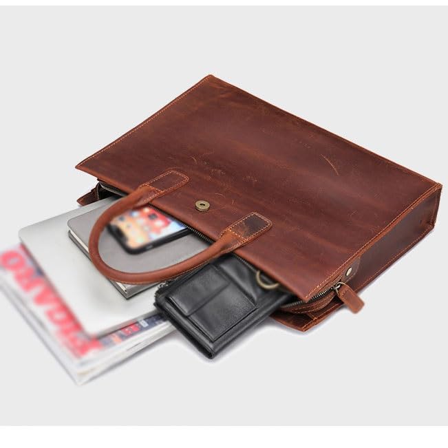Leather Briefcase Leather Men's Retro Handbag Large Capacity4