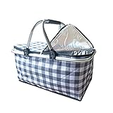 cesta para picnic termica Cesta de refrigeración plegable con marco de aluminio estable, mango revestido suave, tapa de cierre hermético y cremallera de dos vías