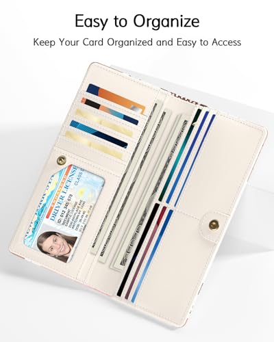 Image of Nipichsha Womens Wallet, RFID Slim Wallets for Women, Thin Ladies Credit Card Holder Purse, Cute Leather Bifold Clutch Billfold with 11 Card Slots & ID Window, Tropical Leaf