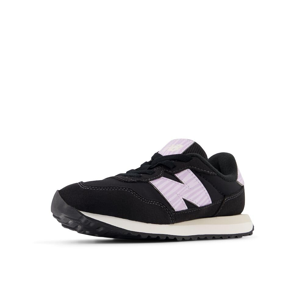 

                                                    New Balance Kids 237 Bungee Sneaker, BLACK/LILAC G