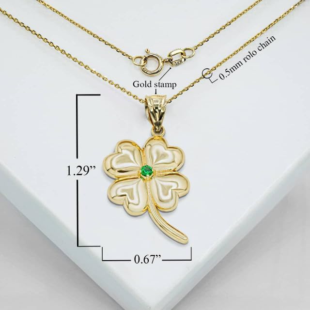 Clover Leaf Pendant With Chain 14K Gold - Image 3