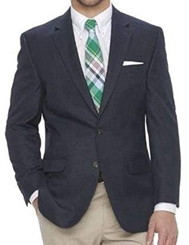 Chaps Mens Patterned Polyester Rayon Blend Comfort Stretch Suit Jacket, Blue (44 Long)