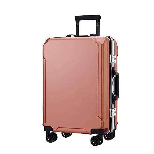 Suitcase Luggage with Spinner Wheels, Aluminum Frame Trolley Case, Dual Charging Ports, Combination Lock, 20in/22in/24in/26in Carry On (Gold 24 in)