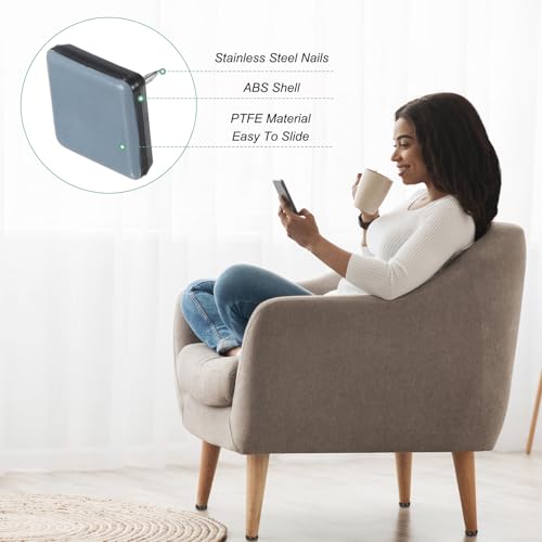 Image of M METERXITY 12-Pack Nail on Furniture Sliders, 1 x 1 (25mm) PTFE Chair Sliders Glides Square Pads for Chair /Table, Furniture Movers Leg Floor Protectors [Grey]