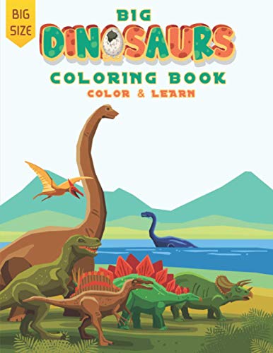 BIG Dinosaurs coloring book | color & learn: Book for Kids | Great Gift for Boys & Girls | Fun Activities for Kids | big pages | 50 unique design | ... perfect gift for a kid (coloring books kids) image 2