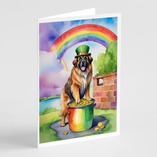 Caroline's Treasures DAC5572GCA7P Leonberger St Patrick's Day Greeting Cards Pack of 8 Blank Cards with Envelopes Whimsical A7 Size 5x7 Blank Note Cards