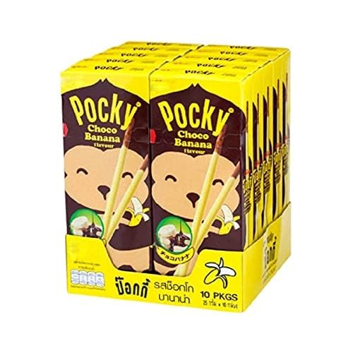 IndosnackGLICO POCKY BISCUIT STICK COATED WITH CHOCOLATE BANANA FLAVOUR 25G X 10
