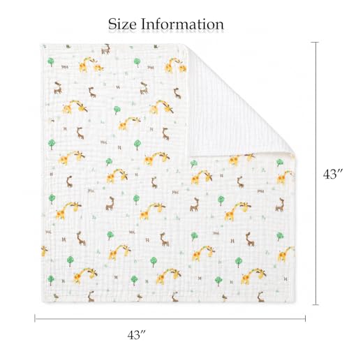 Image of Aablexema Muslin Baby Blanket Set of 2, White Animal Set | 6-Layer, 43 x 43 Inches, Newborn Toddler, Bath Towel Swaddle Wrap, For Boys Girls