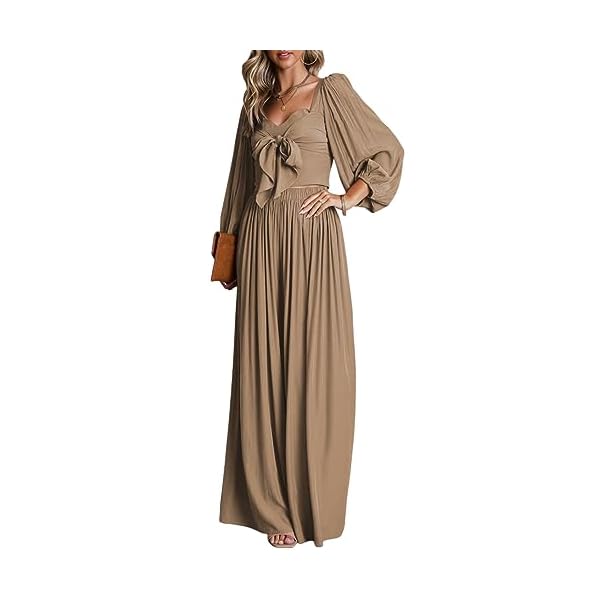 Dokotoo Two Piece Fall Outfits for Women High Waist Wide Leg Pants and Heart Neck Balloon Sleeve Smocked Crop Tops Soft Winter Lounge Set Comfy Tracksuit Palazzo Pants Sets L Khaki