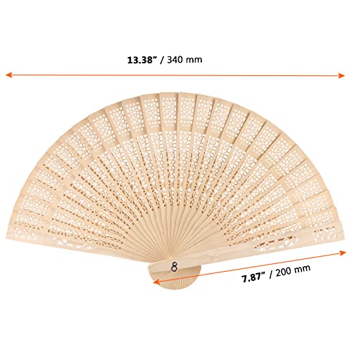 Sinjeun 60 Pack 8 Inch Sandalwood Fan, Folding Wooden Openwork Personal Hand Held Folding Fans, Decorative Folding Fans For Wedding Decoration, Birthdays, Home Gifts #TOP1