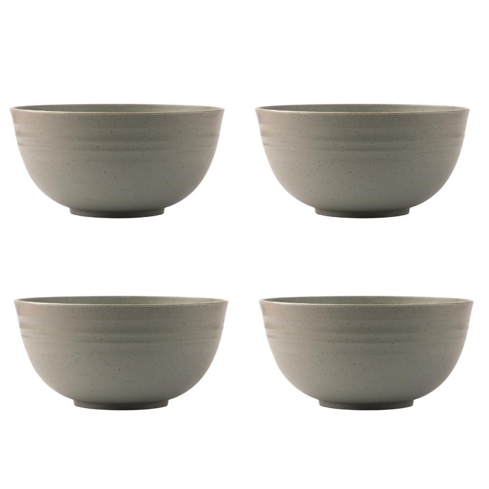 Irida Naturals Unbreakable Reusable Wheat Straw Bowls 27 oz|Set of 4 Serving Bowls for Rice,Soup,Pasta,NoodlesSnacks & Salads|Microwave & Dishwasher Safe| Kitchen Outdoor Party Bowls|Sage Green
