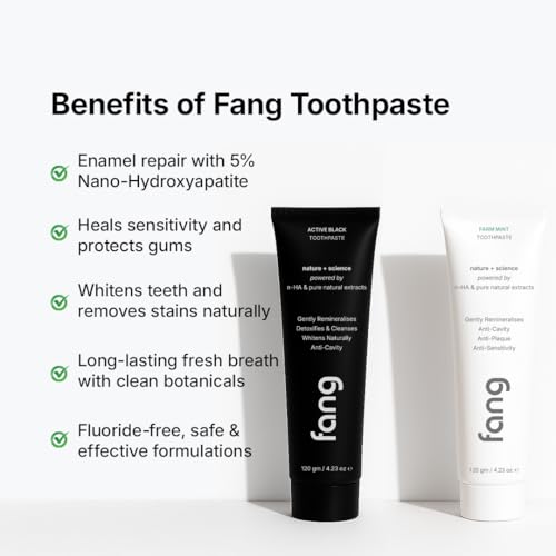 Image of Toothpaste Combo Pack |Fluoride Free Hydroxyapatite, Teeth Whitening, Heals Sensitive Teeth, Fights Cavities, Gum Diseases, Bad Breath, SLS & Chemical Free (Pack of 2, Farm Mint & Activated Charcoal Toothpaste)