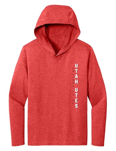 CornBorn Womens Utah Utes Tshirt - Long Sleeve Hooded Shirt Vertical University of Utah Utes - Red - Medium