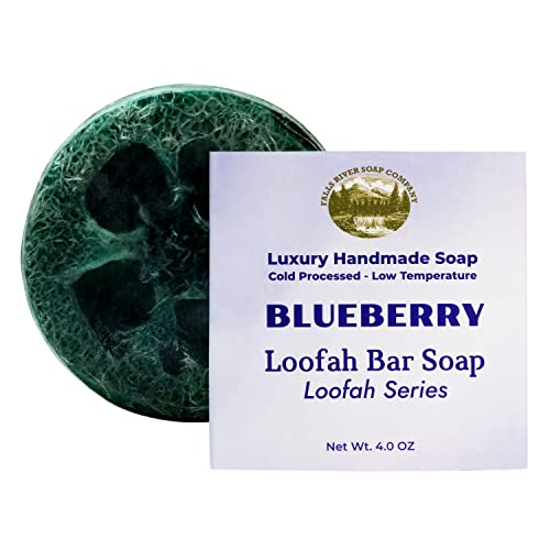 Falls River Soap Company Natural Luffa Soap Bar [4 oz] Eco-Friendly â€“ Cruelty-Free, Blueberry Natural Soap w/Unbleached Loofah Sponge, Refreshing Aroma | Personal Skincare