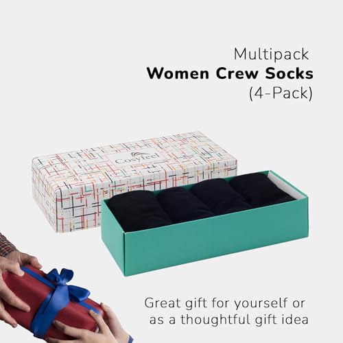 Cosyfeel® Women Crew Socks 4-Pair Soft Eco-Friendly Cotton Material Durable with Seamless Toe Suitable for all 4 Seasons2