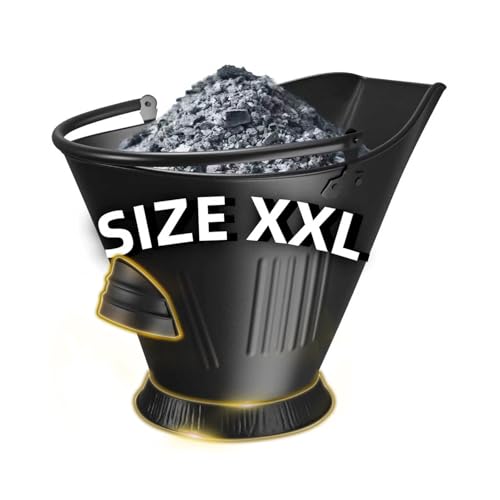 Amagabeli Bucket for Fireplace Assembled Pellet Stove Indoor and Outdoor Hot Ashes Carrier Container Black Fireside Fuel Can Sturdy Fire Place Burning Wood Holder Hearth Tools